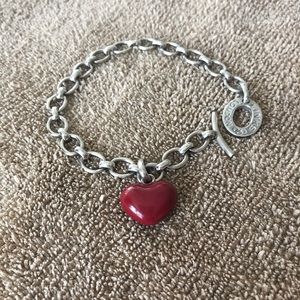 Vintage Links of London silver bracelet with red heart charm